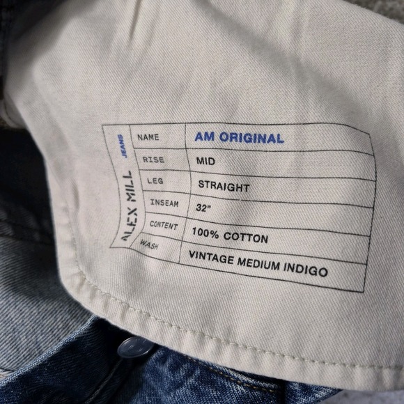 Alex Mill AM Original Jeans Mens 31/32 Blue Heavy Cotton 80s Dad USA Hipster - Picture 5 of 13